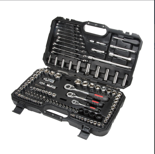 1/4", 3/8" & 1/2" Drive SAE/Metric Socket & Wrench Set, 120 Pcs, Deep